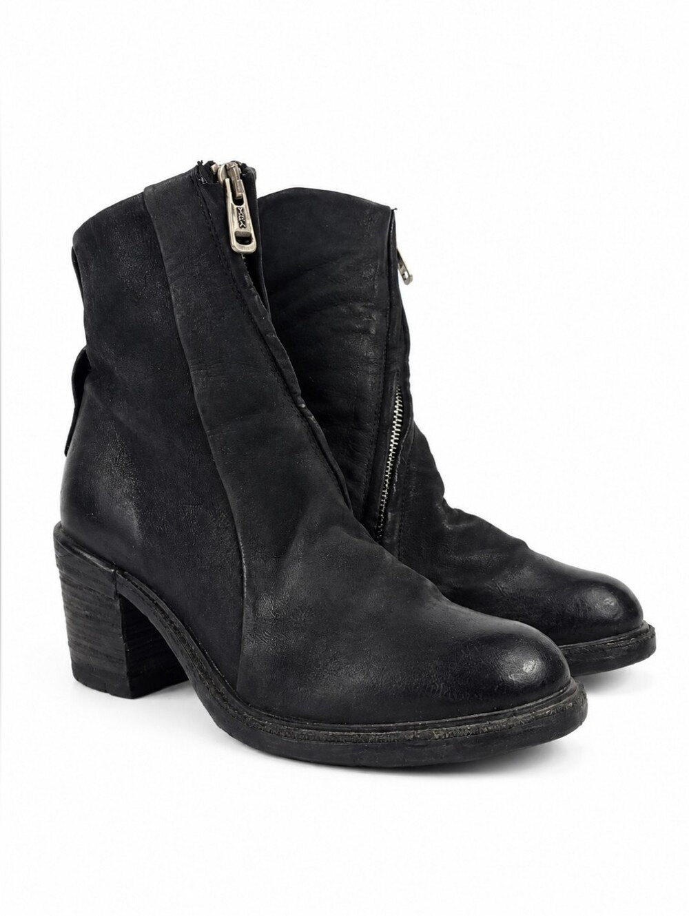 A.S.98 Jase Black Leather Zippered Ankle Women's Boots Size EU 36 - US 6